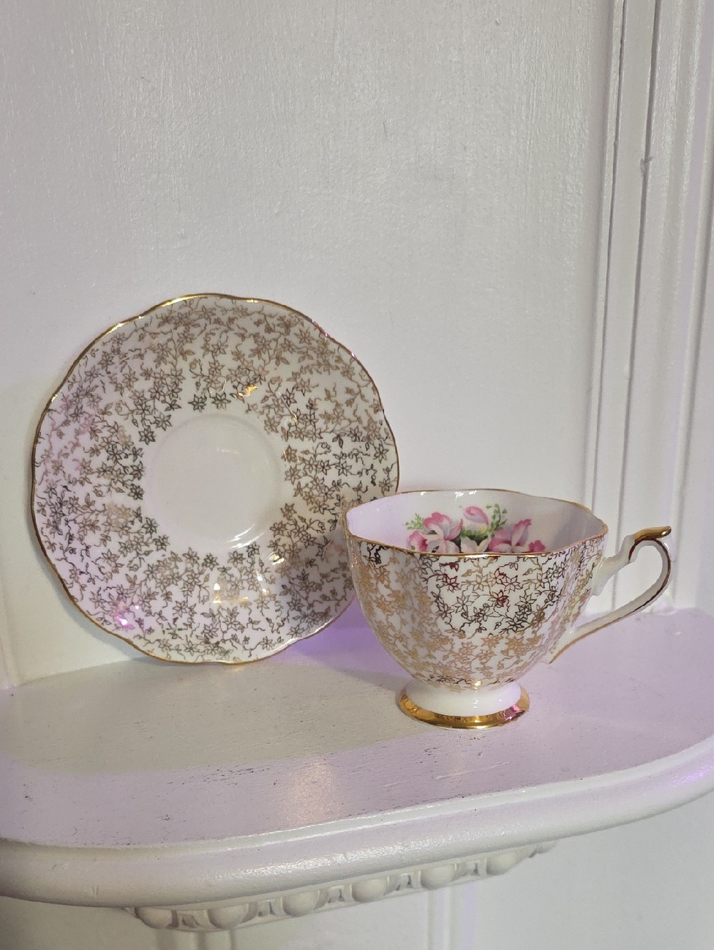 Collectable Chintze Tea Cup And Saucer Queen Anne England